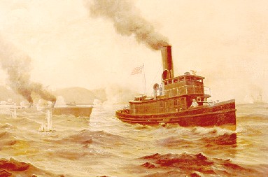 A painting of the Cutter Hudson in the Spanish-American War A painting of the Cutter Hudson in the Spanish-American War
